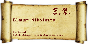 Blayer Nikoletta névjegykártya